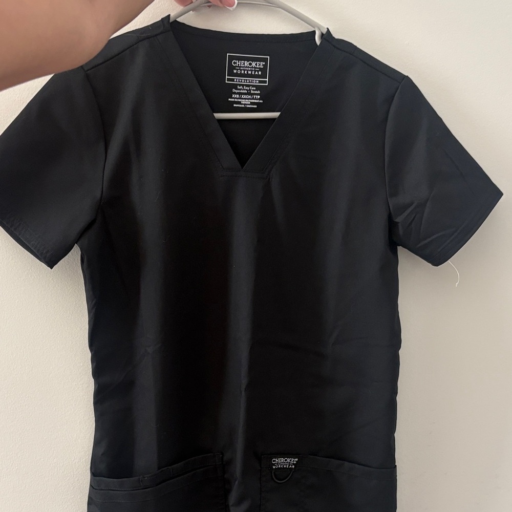 Cherokee Black V-Neck Medical Scrub Top